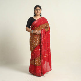 Brown Kutch Tie-Dye Bandhani Saree 