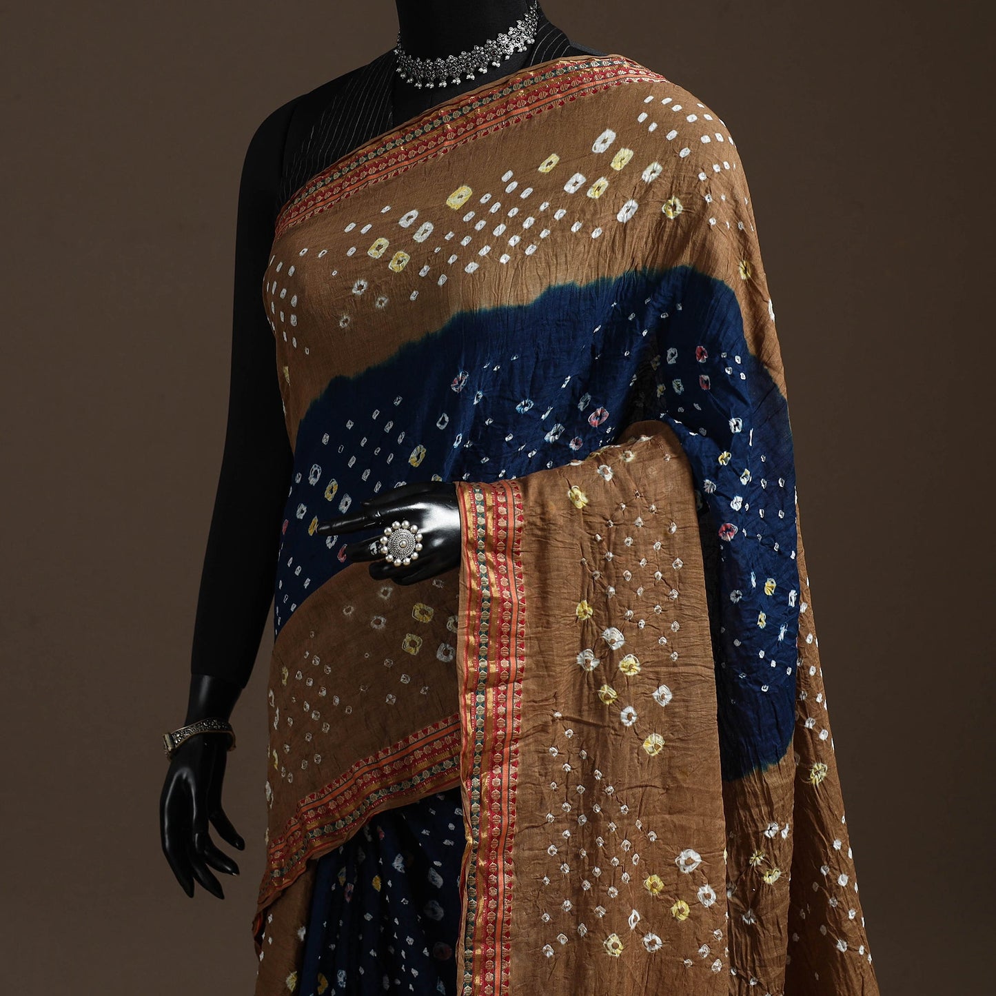 Kutch tie-dye cotton bandhani saree with blouse piece 24