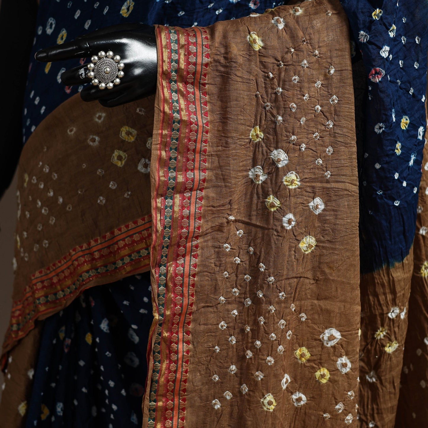 Kutch tie-dye cotton bandhani saree with blouse piece 24