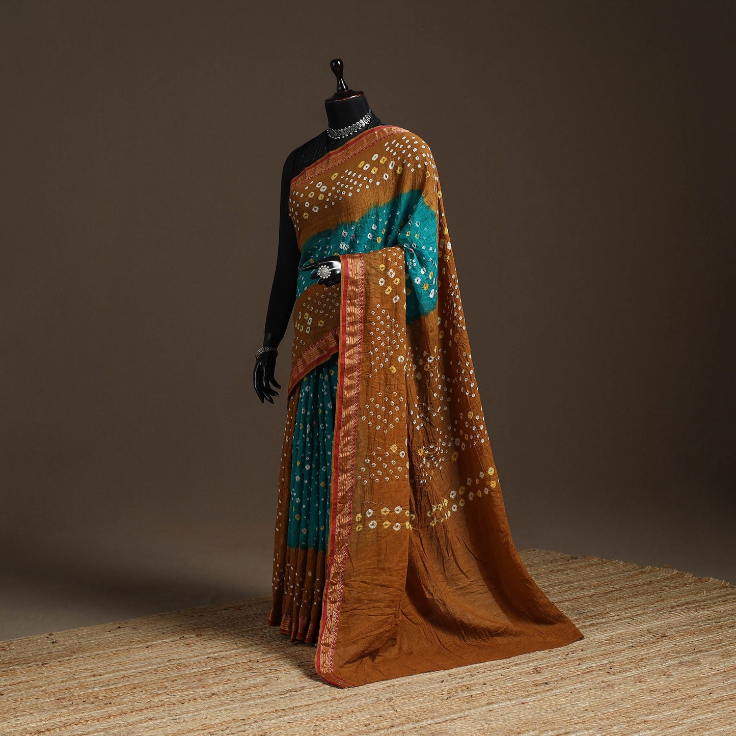 Kutch tie-dye cotton bandhani saree with blouse piece 33