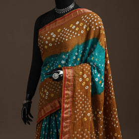 Kutch tie-dye cotton bandhani saree with blouse piece 33