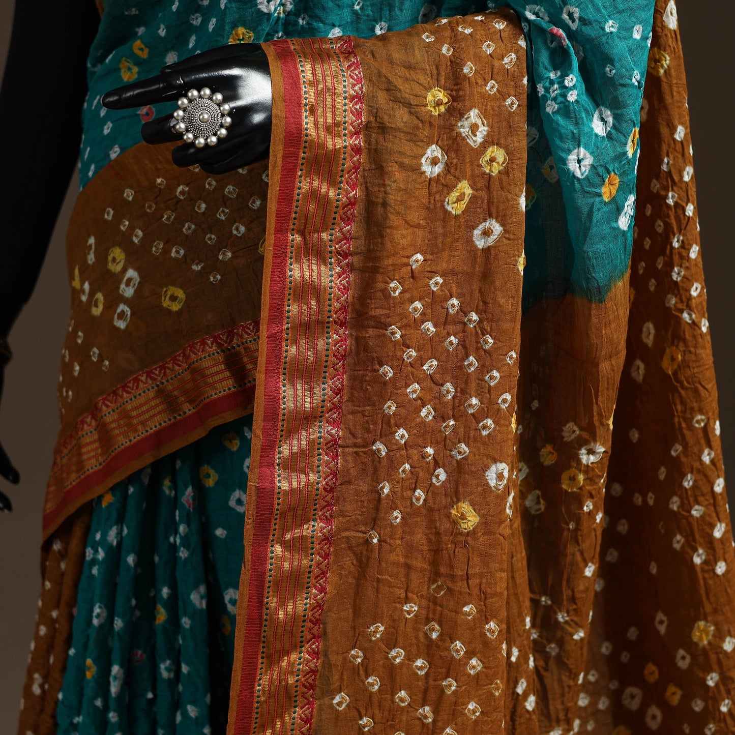 Kutch tie-dye cotton bandhani saree with blouse piece 33