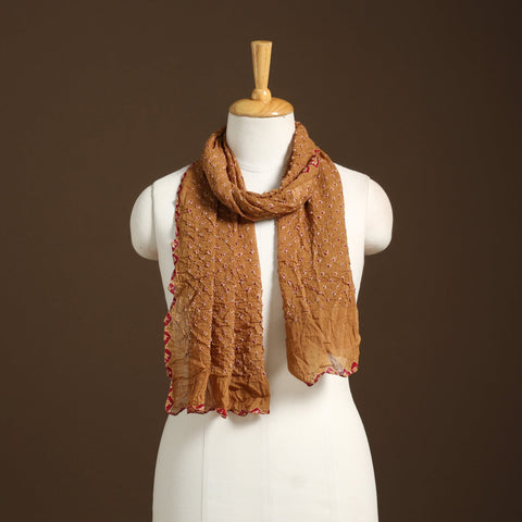 Brown Kutch Tie-Dye Cotton Bandhani Stole
