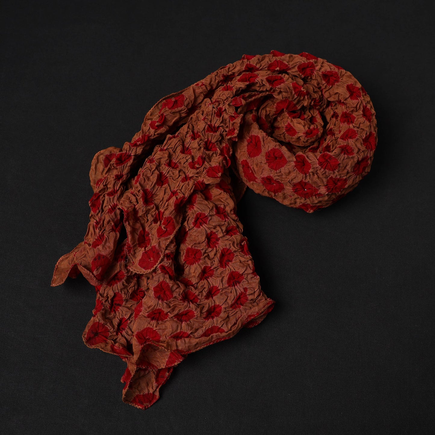 Brown - Kutch Tie-Dye Cotton Bandhani Stole 20