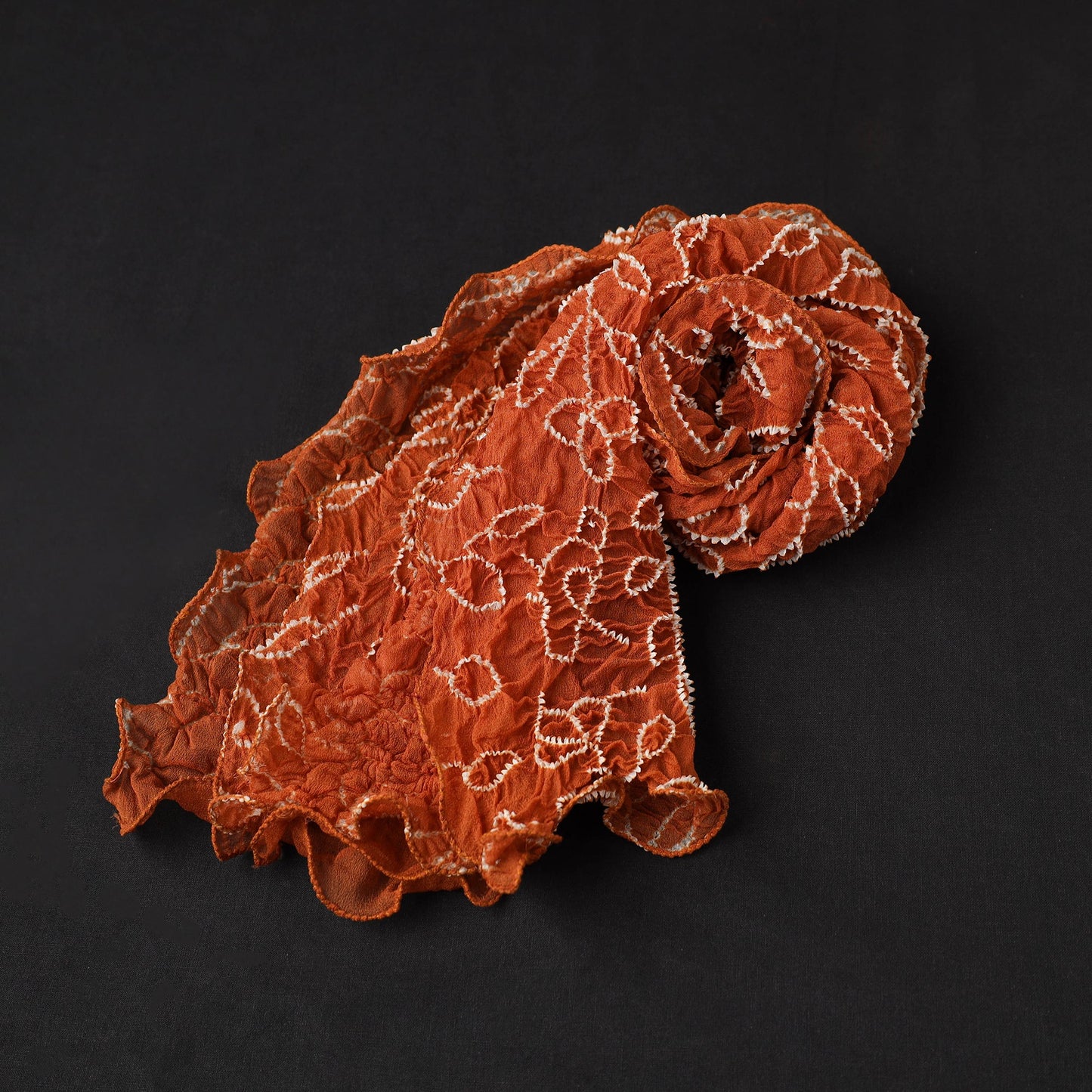 Kutch Tie & Dye Brown Georgette Bandhani Stole 