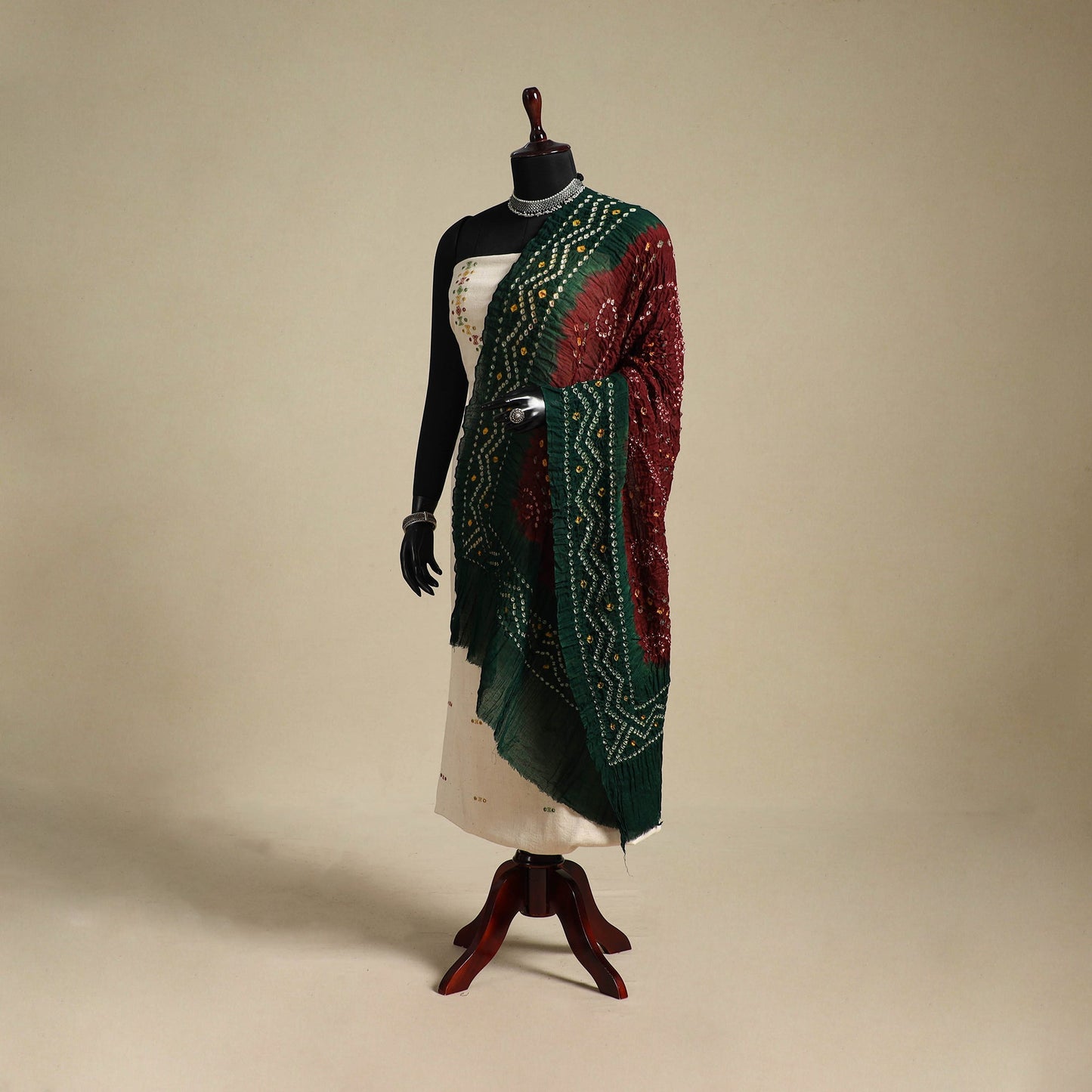 Brown - kutch tie-dye mul cotton bandhani dupatta 102