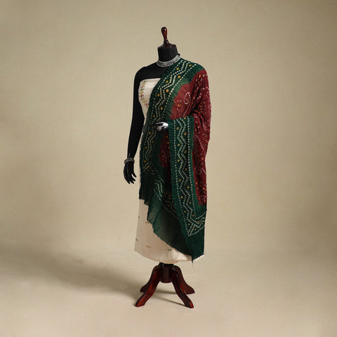 Brown - kutch tie-dye mul cotton bandhani dupatta 102