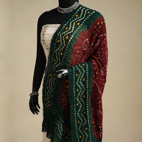 Brown - kutch tie-dye mul cotton bandhani dupatta 102