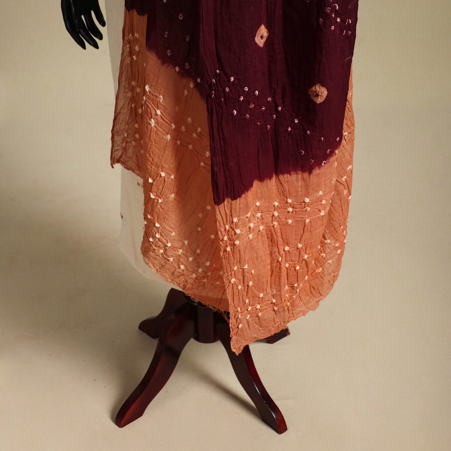 Brown - kutch tie-dye mul cotton bandhani dupatta 14