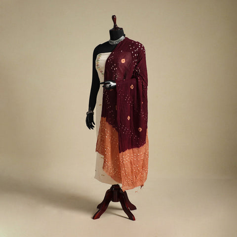 Brown - kutch tie-dye mul cotton bandhani dupatta 14