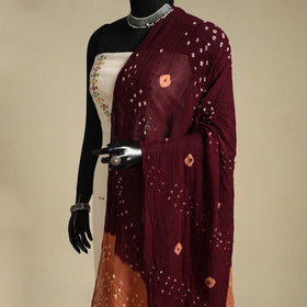 Brown - kutch tie-dye mul cotton bandhani dupatta 14