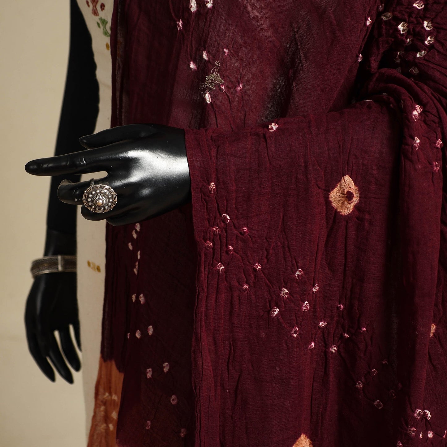 Brown - kutch tie-dye mul cotton bandhani dupatta 14