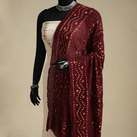 Brown - kutch tie-dye mul cotton bandhani dupatta 94