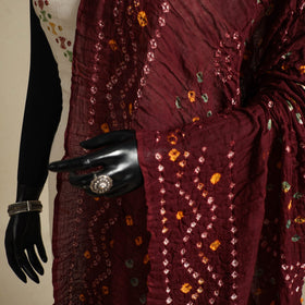 Brown - kutch tie-dye mul cotton bandhani dupatta 94