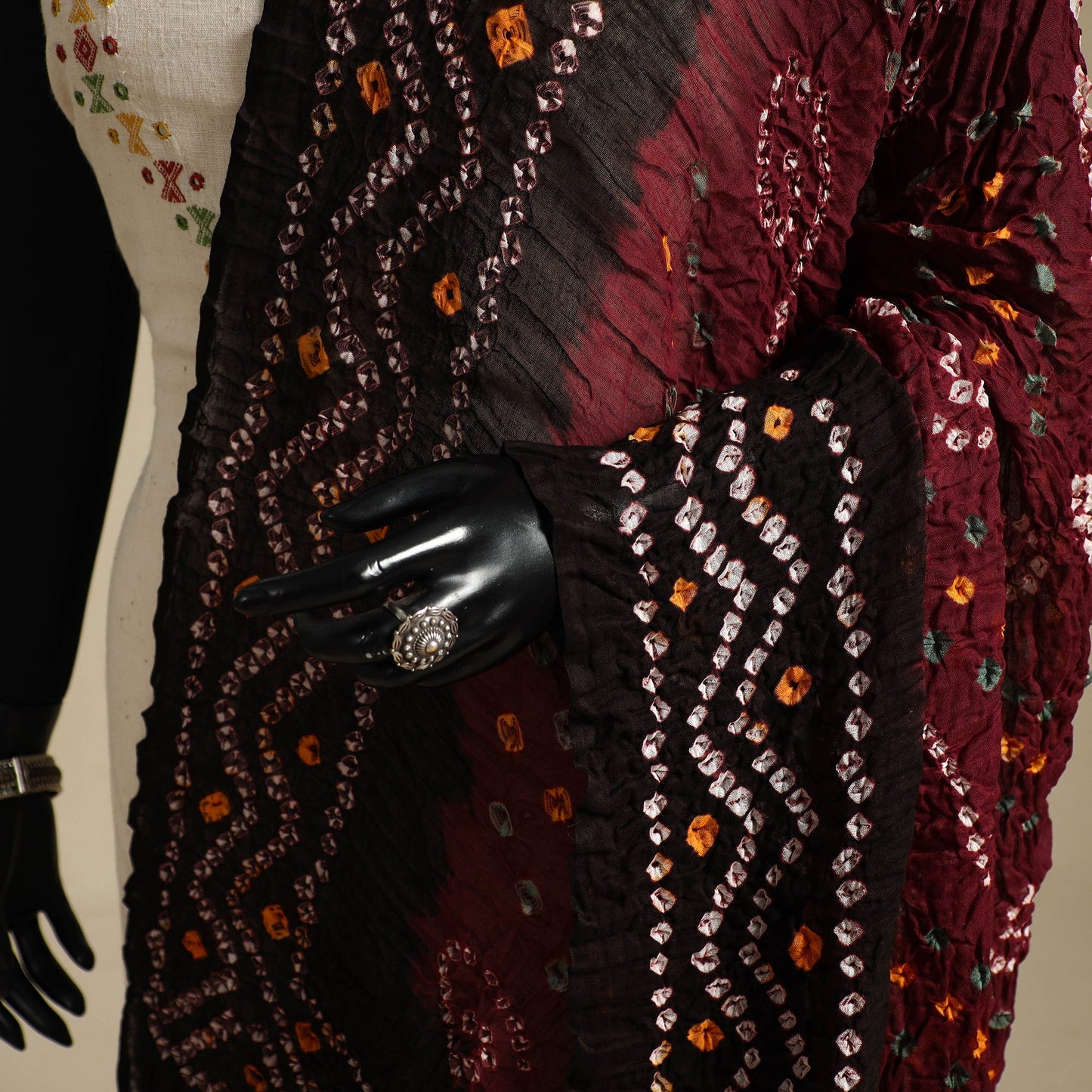 Brown - kutch tie-dye mul cotton bandhani dupatta 98