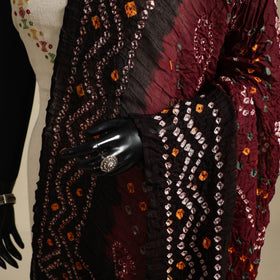 Brown - kutch tie-dye mul cotton bandhani dupatta 98