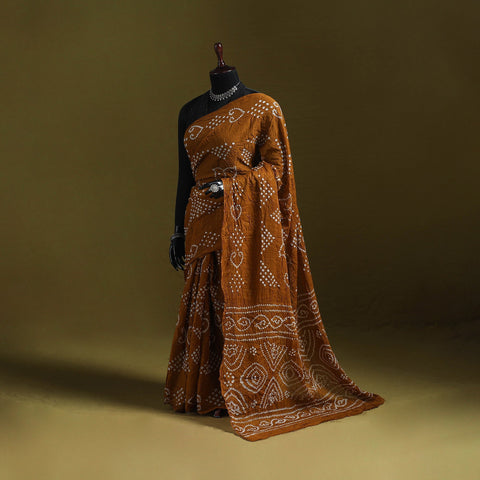 Kutch tie-dye pure cotton bandhani saree 05 - handcrafted