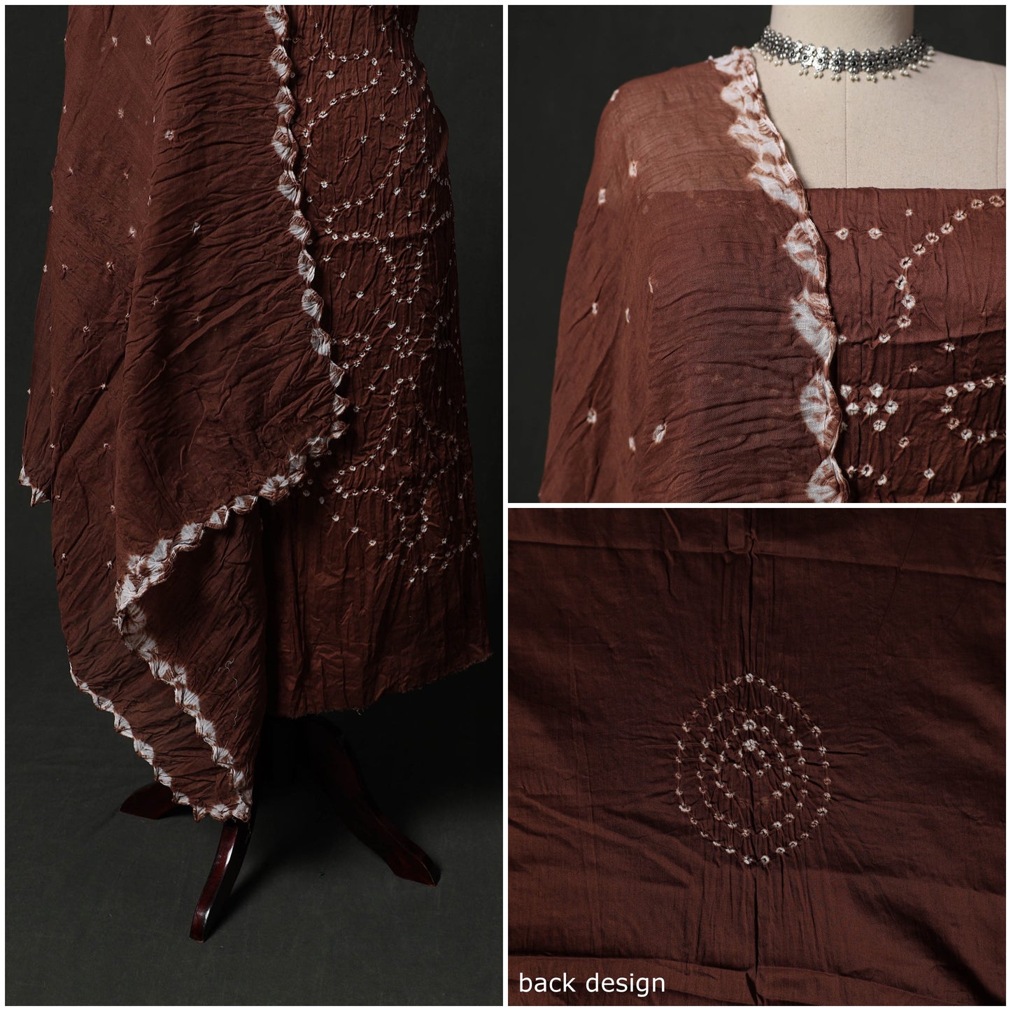 Kutch tie-dye satin cotton bandhani 3pc unstitched dress