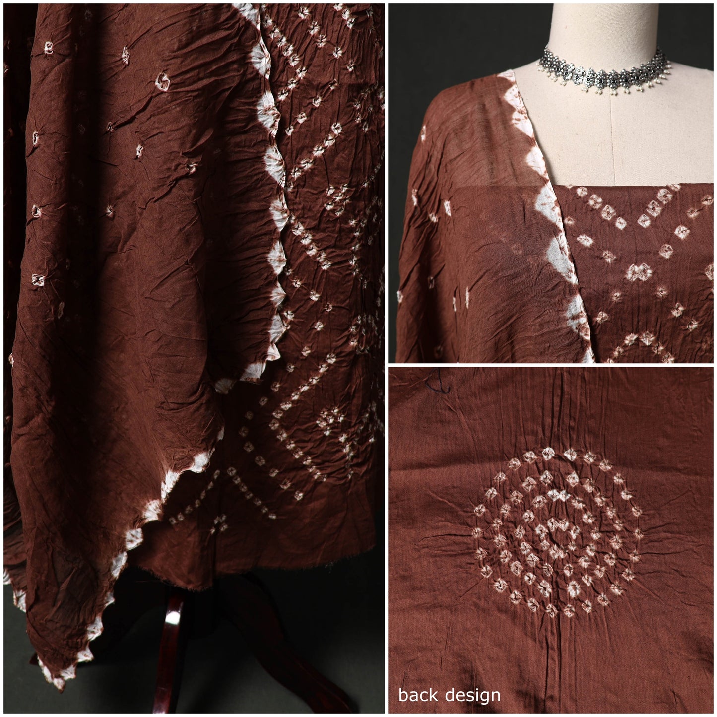 Kutch tie-dye satin cotton bandhani 3pc unstitched dress