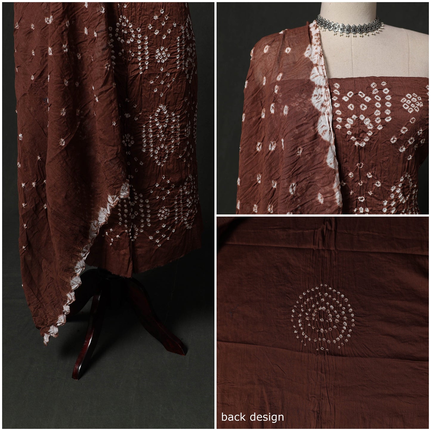 Kutch tie-dye satin cotton bandhani 3pc unstitched dress
