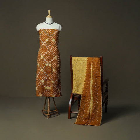 Kutch tie-dye satin cotton bandhani 3pc unstitched dress