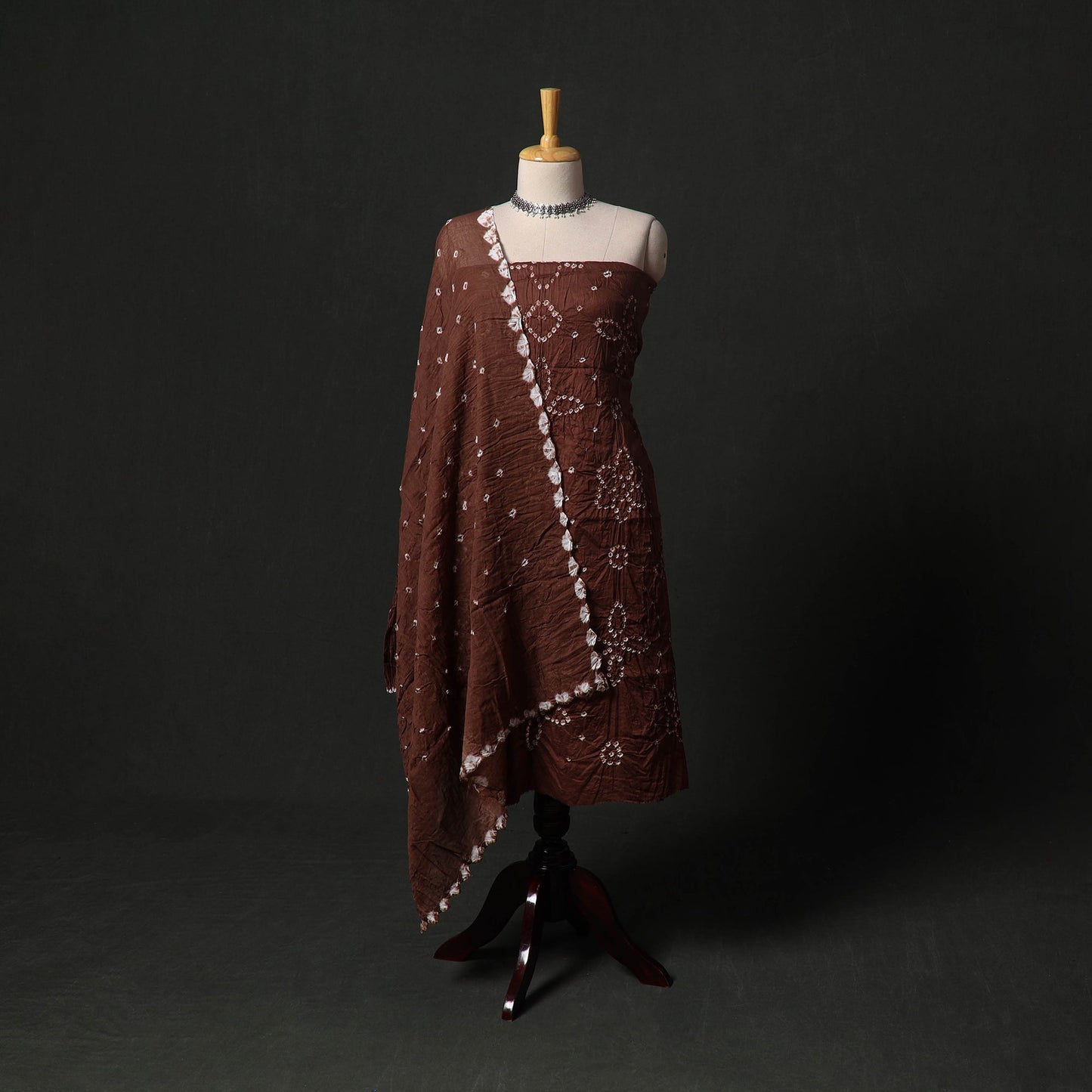 Kutch tie-dye satin cotton bandhani 3pc unstitched dress