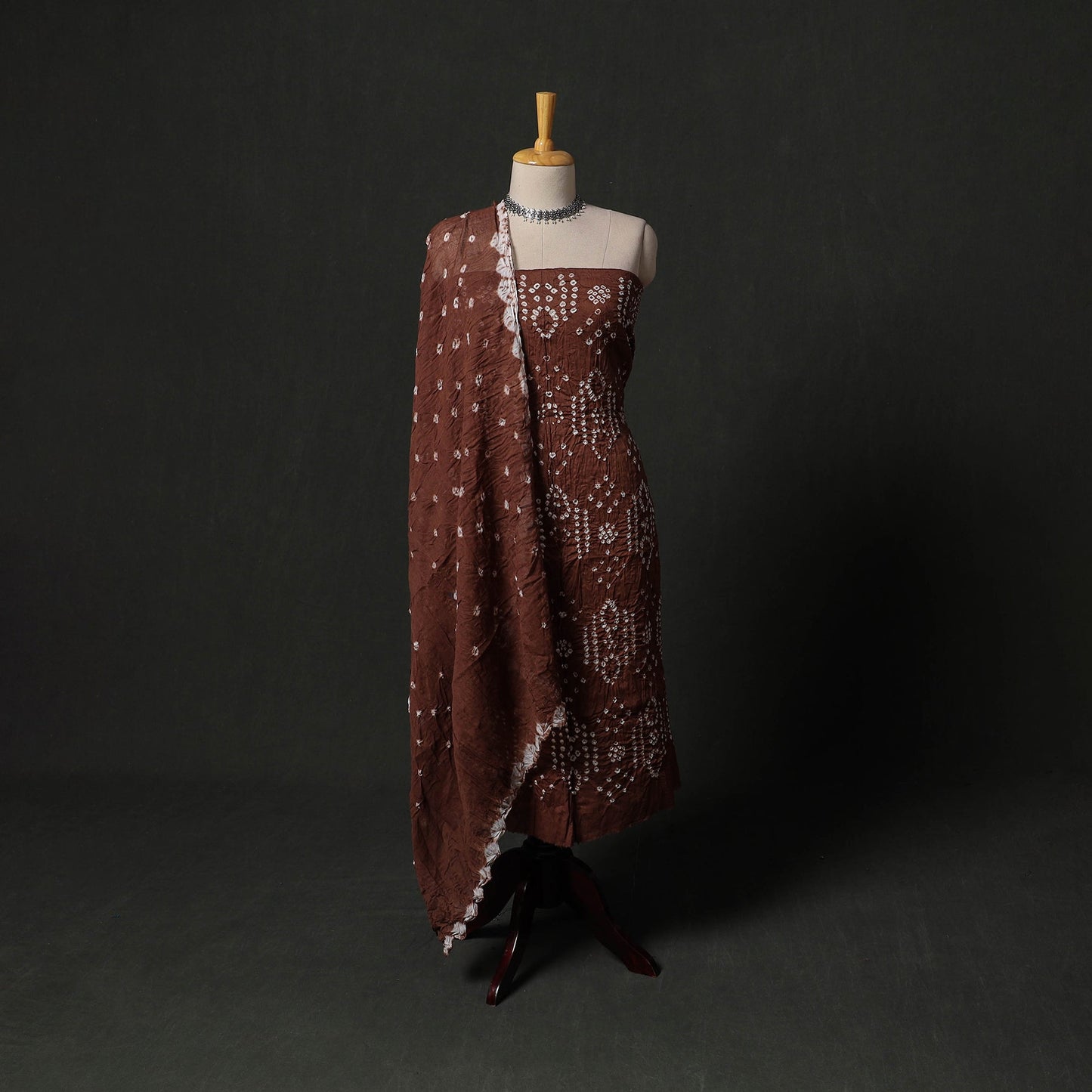 Kutch tie-dye satin cotton bandhani 3pc unstitched dress
