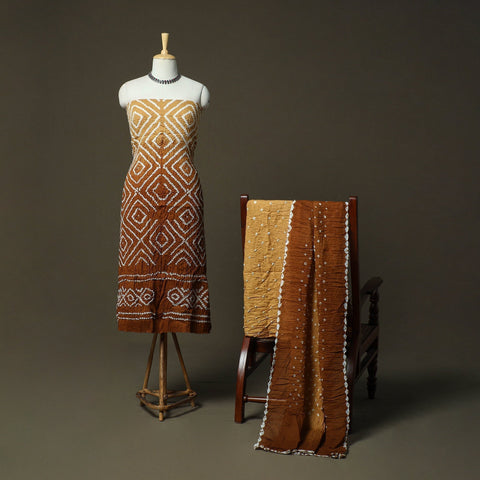 Kutch tie-dye satin cotton bandhani 3pc unstitched dress