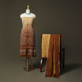 Kutch tie-dye satin cotton bandhani 3pc unstitched dress