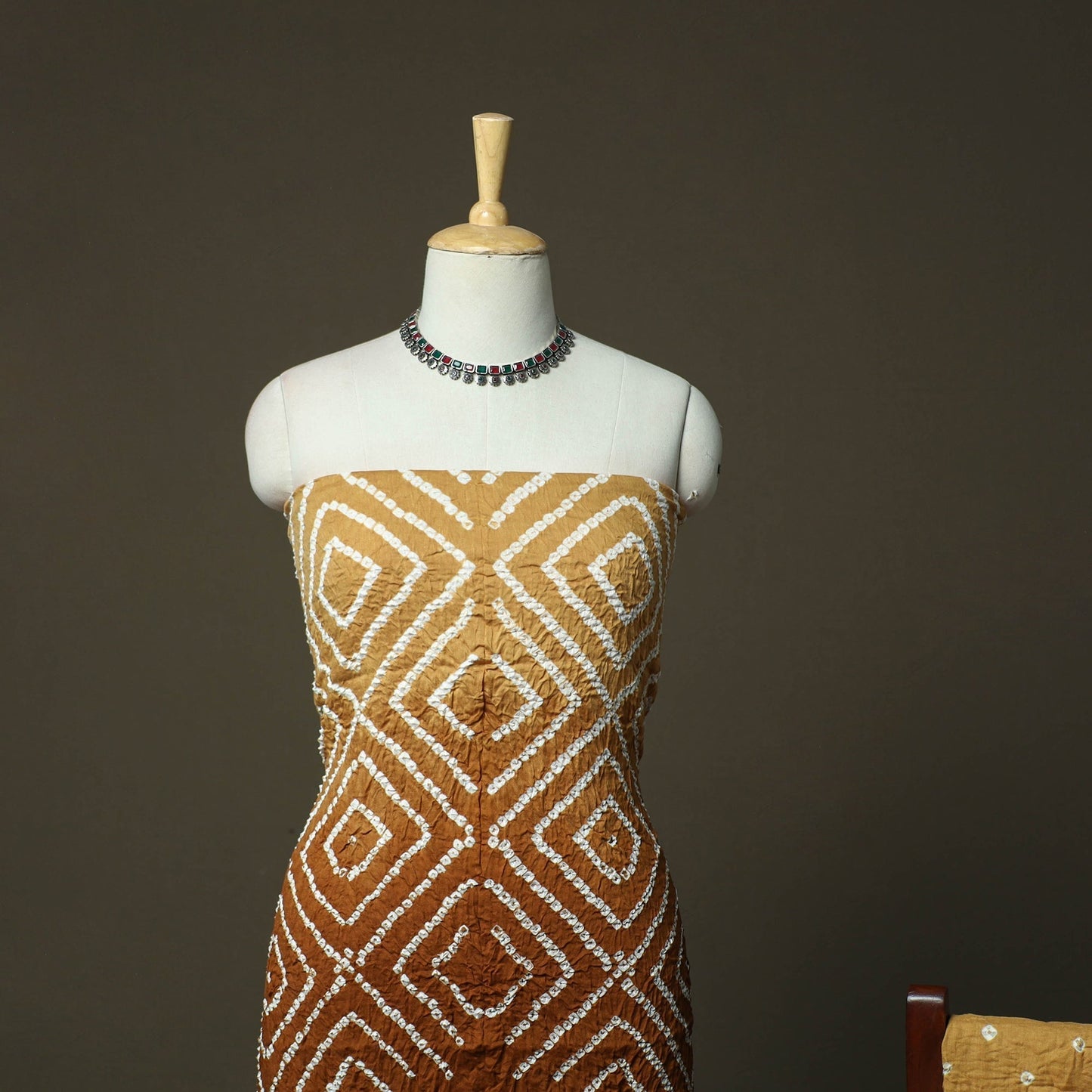 Kutch tie-dye satin cotton bandhani 3pc unstitched dress