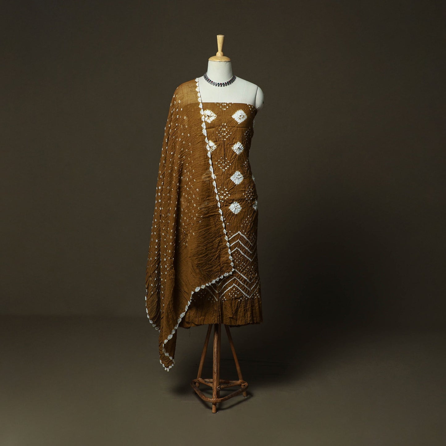 Kutch tie-dye satin cotton bandhani 3pc unstitched dress