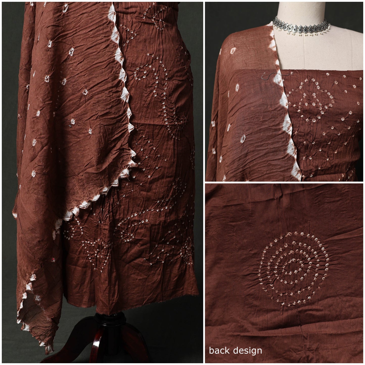 Kutch tie-dye satin cotton bandhani 3pc unstitched dress