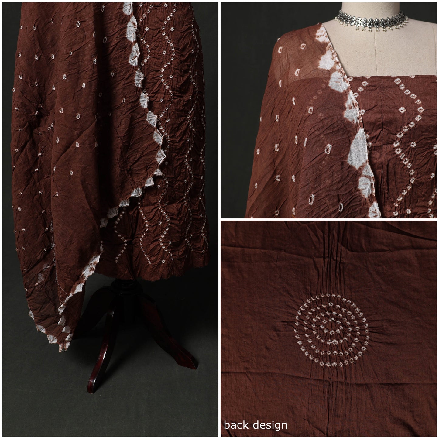 Kutch tie-dye satin cotton bandhani 3pc unstitched dress