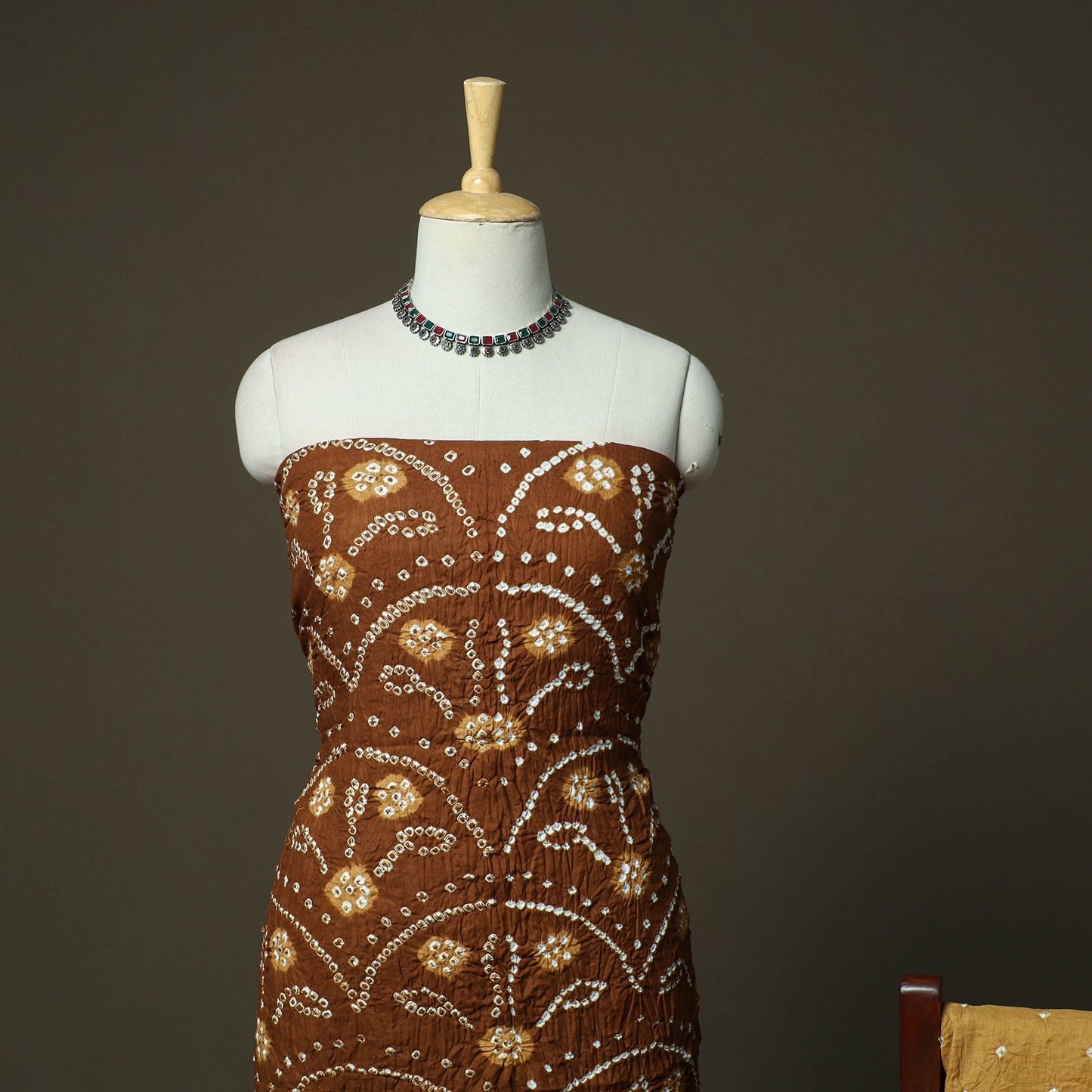 Kutch tie-dye satin cotton bandhani 3pc unstitched dress