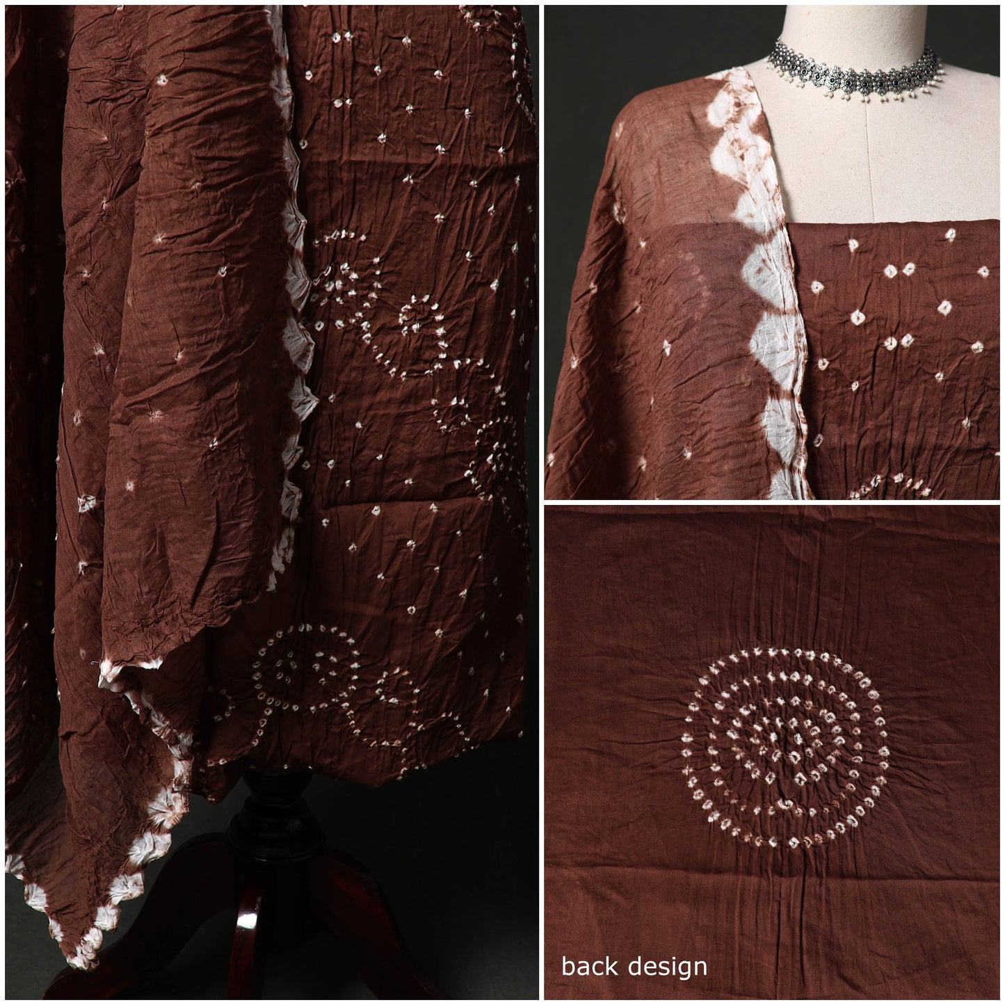 Kutch tie-dye satin cotton bandhani 3pc unstitched dress