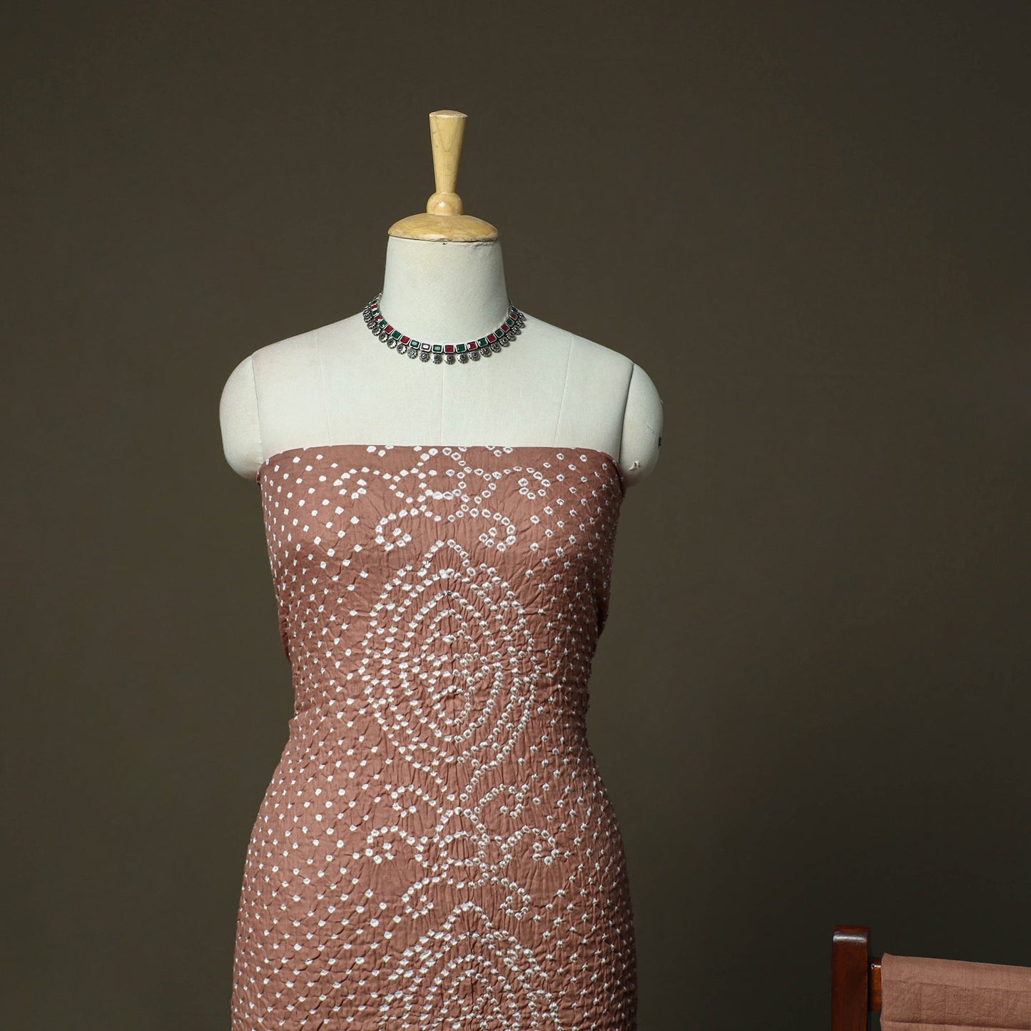 Kutch tie-dye satin cotton bandhani 3pc unstitched dress