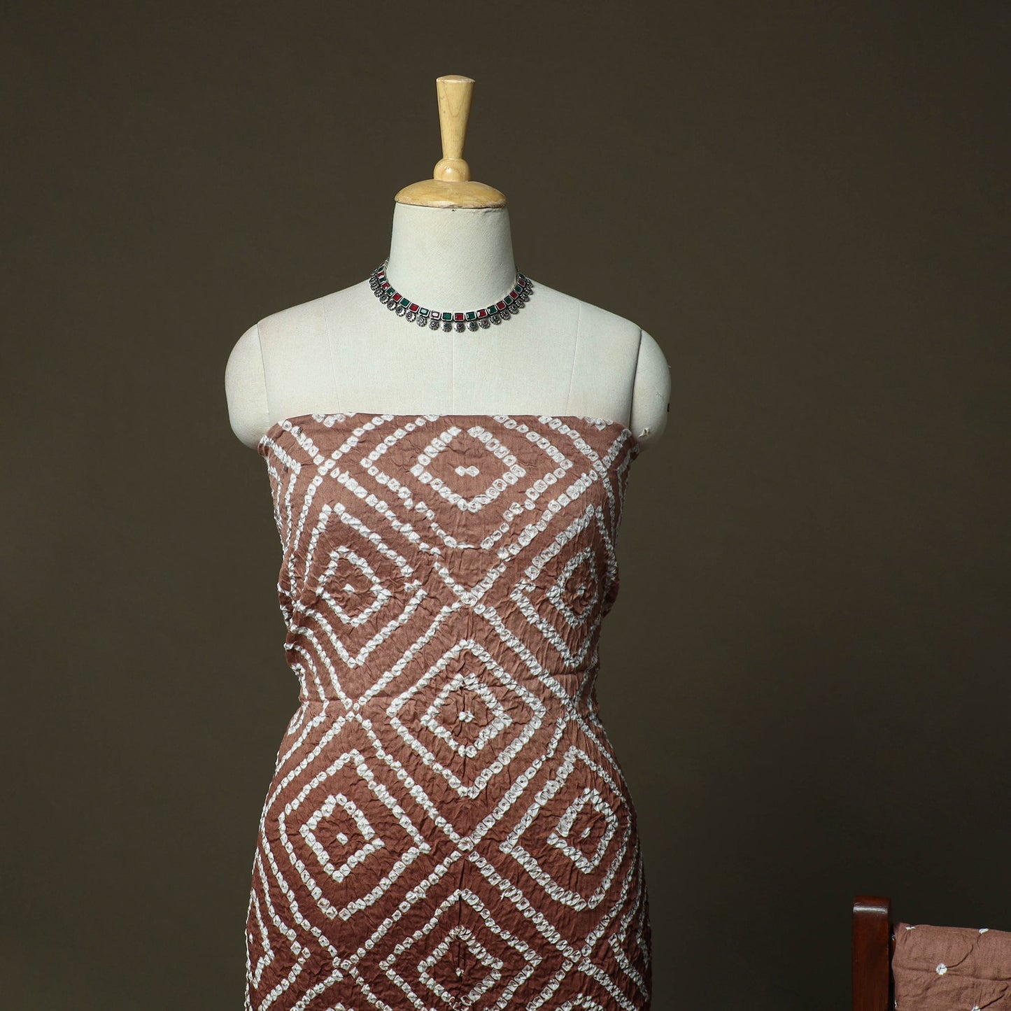 Kutch tie-dye satin cotton bandhani 3pc unstitched dress