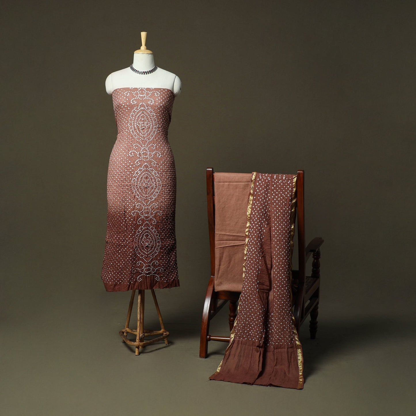 Kutch tie-dye satin cotton bandhani 3pc unstitched dress