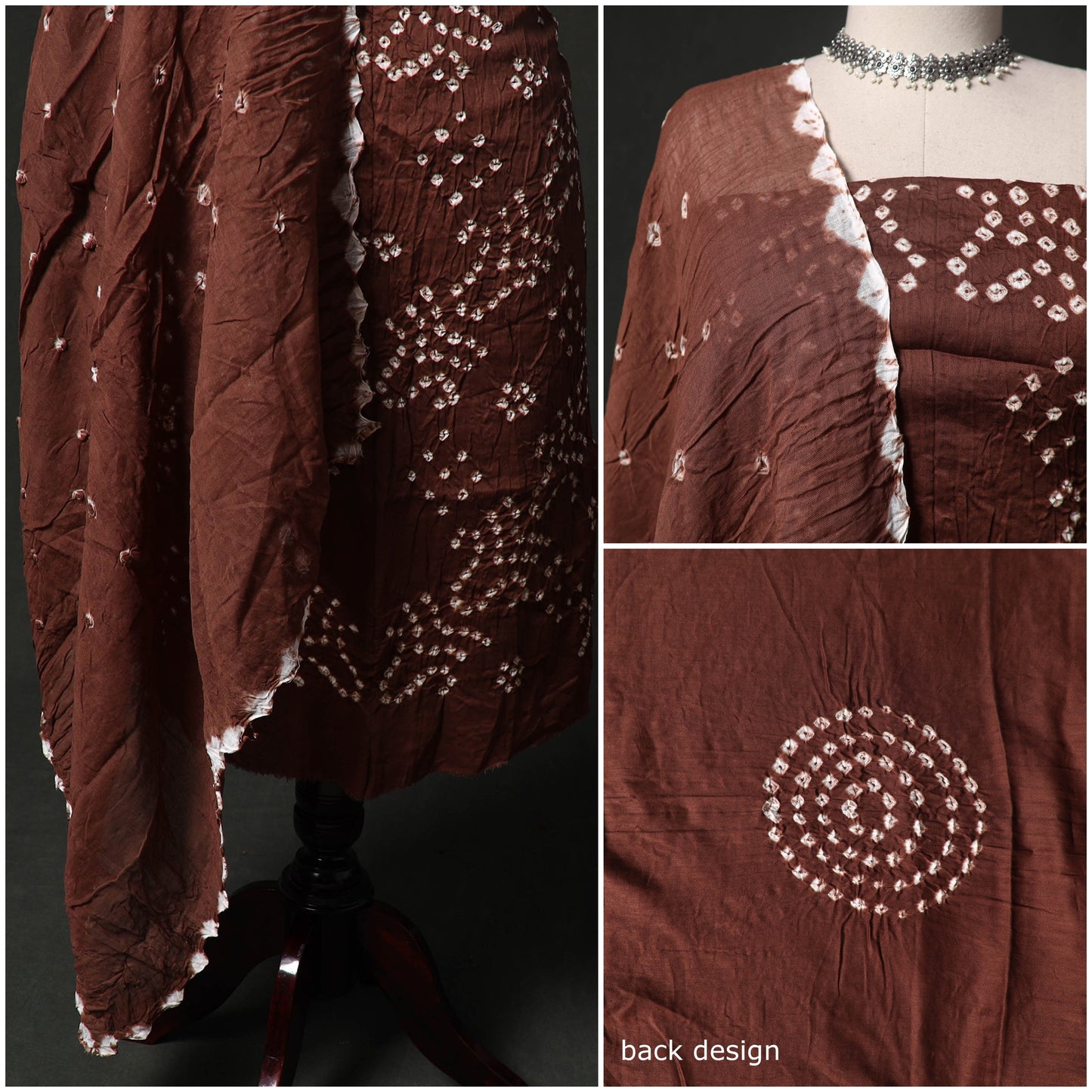 Kutch tie-dye satin cotton bandhani 3pc unstitched dress