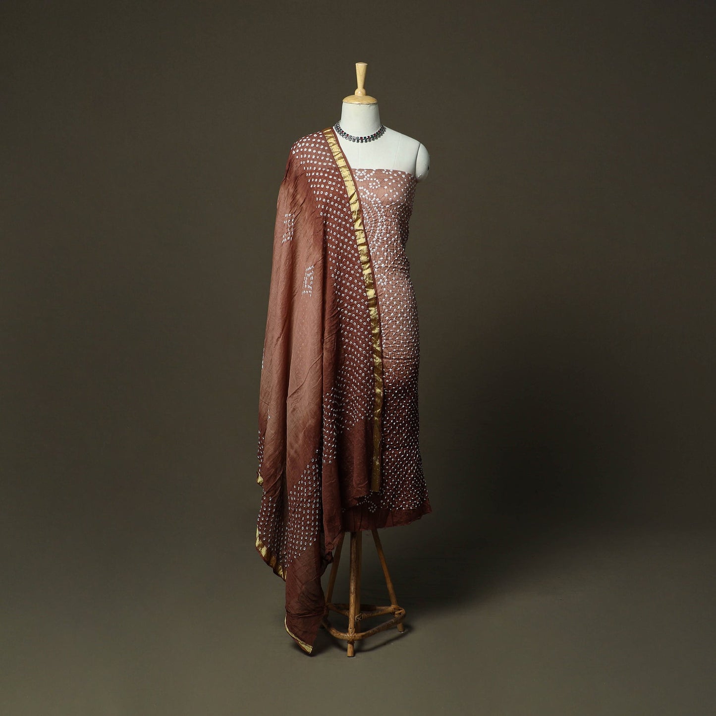 Kutch tie-dye satin cotton bandhani 3pc unstitched dress