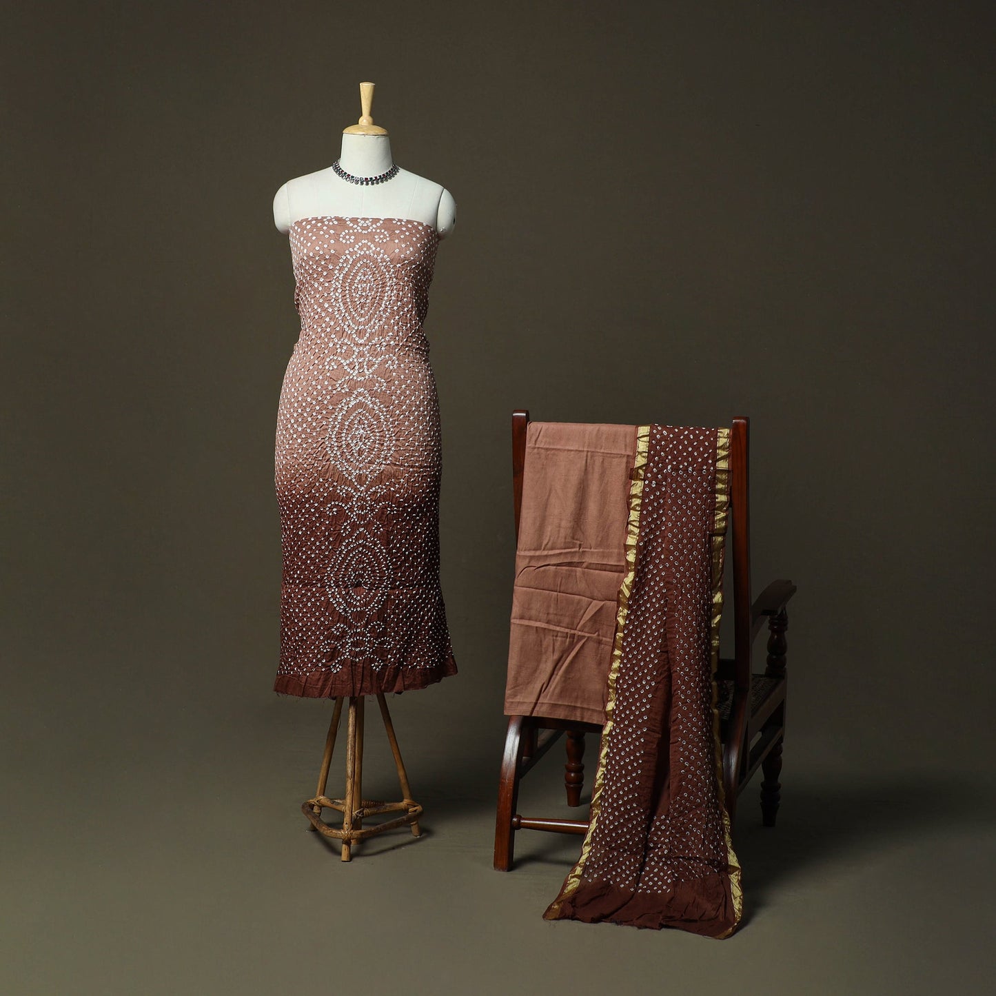 Kutch tie-dye satin cotton bandhani 3pc unstitched dress