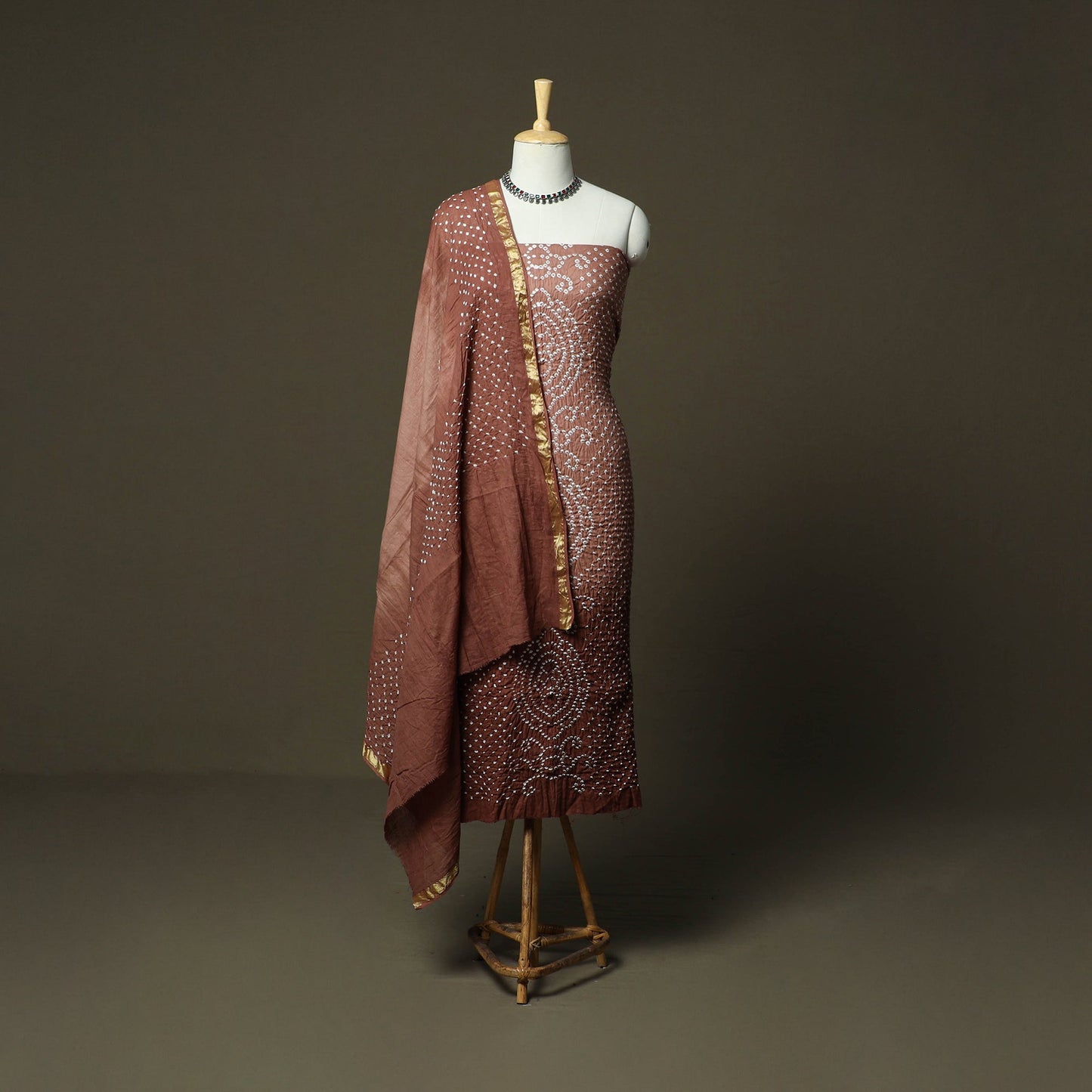 Kutch tie-dye satin cotton bandhani 3pc unstitched dress