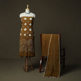 Kutch tie-dye satin cotton bandhani 3pc unstitched dress