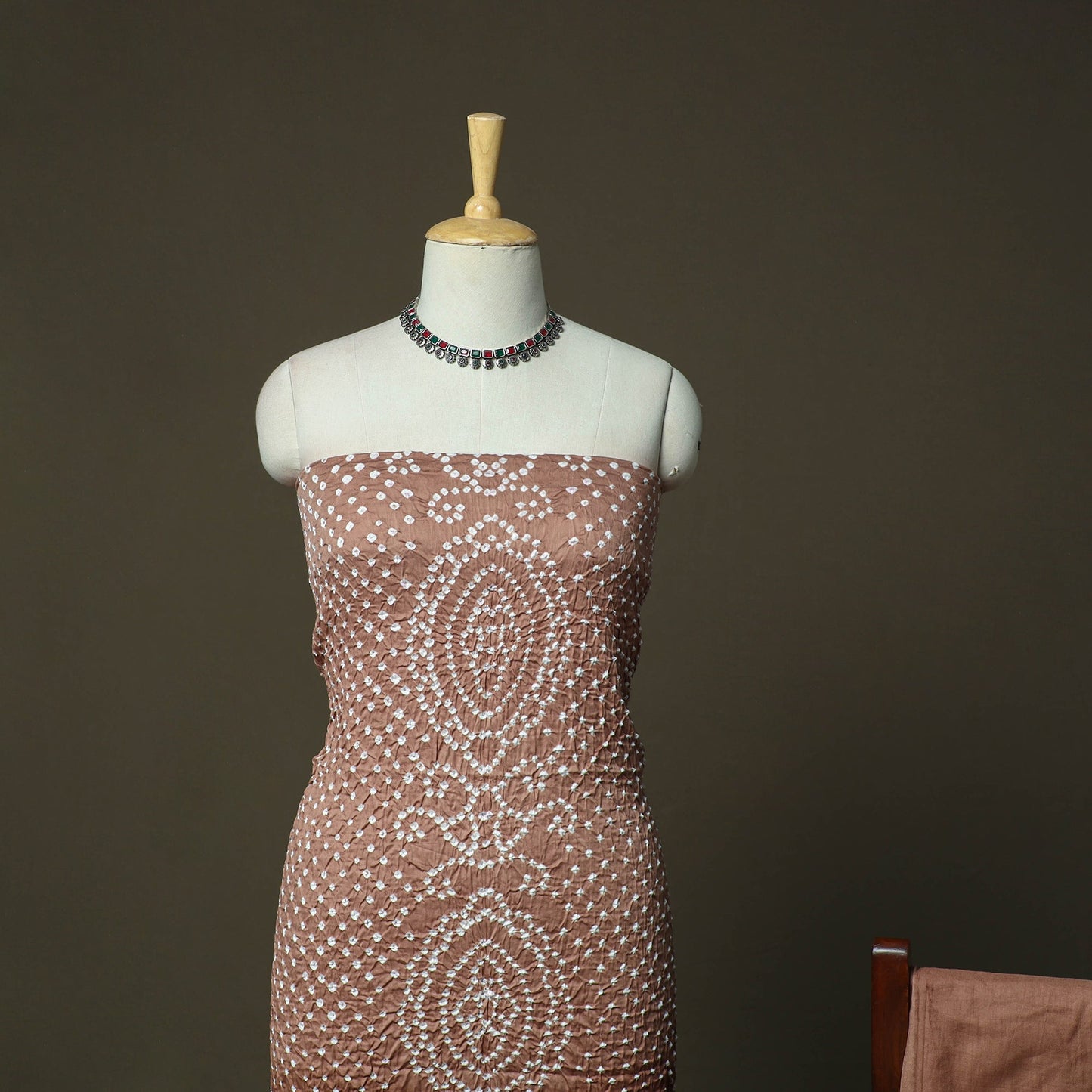 Kutch tie-dye satin cotton bandhani 3pc unstitched dress