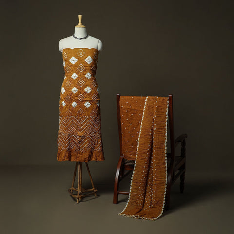 Kutch tie-dye satin cotton bandhani 3pc unstitched dress