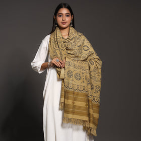  Brown Kutch Traditional Ajrakh Block Printed Handwoven Pure Wool Shawl