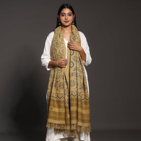  Brown Kutch Traditional Ajrakh Block Printed Handwoven Pure Wool Shawl