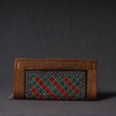 Brown Kutchi Embroidery Mirror Work Clutch