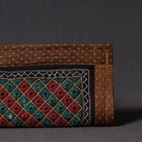 Brown Kutchi Embroidery Mirror Work Clutch