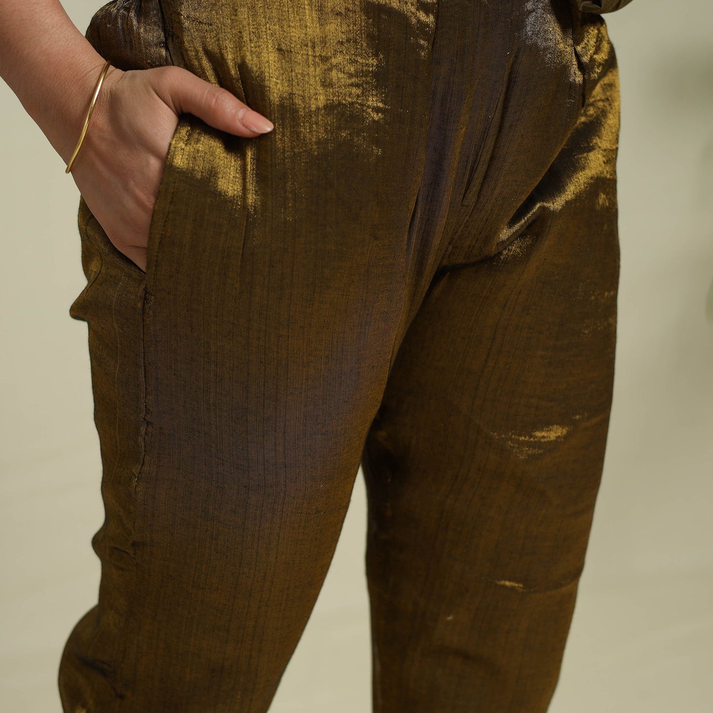 Buy Brown Lace Work Fine Tissue Zari Plain Anarkali Kurta Set for Women